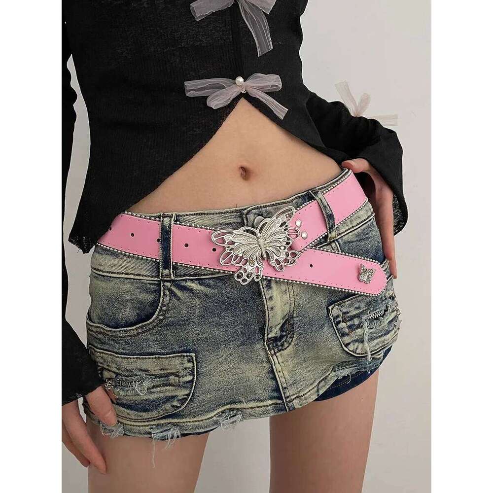 Barbie Pink Millennial Spice Y2K N Girdle 2024 New Butterfly With Jeans Belt Y260225