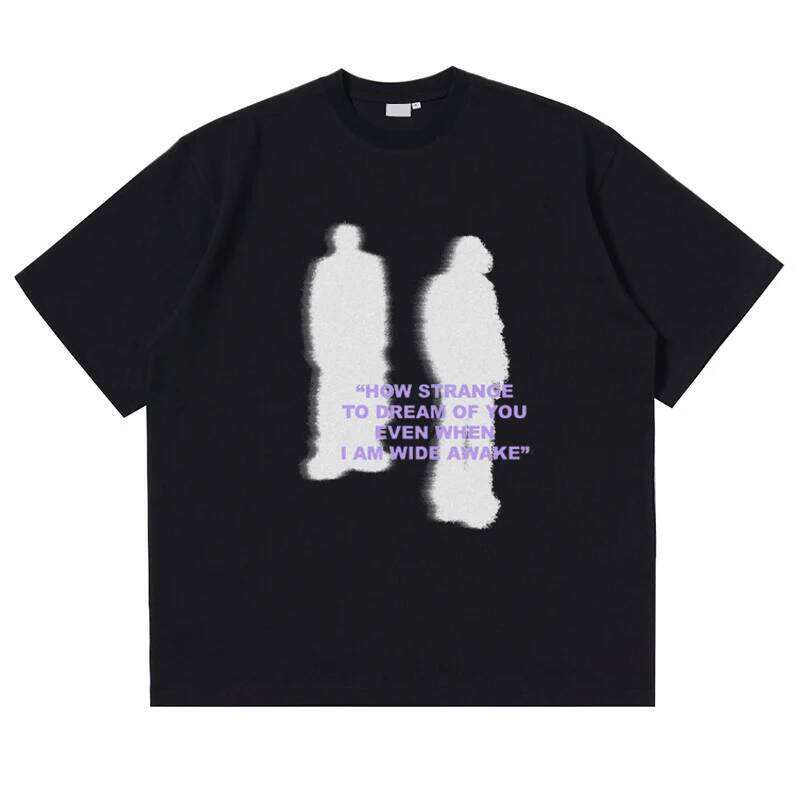 Men's Harajuku Shadow graphic cotton oversized top retro short-sleeved Tshirt summer street Korean fashion Y2k clothing C260225