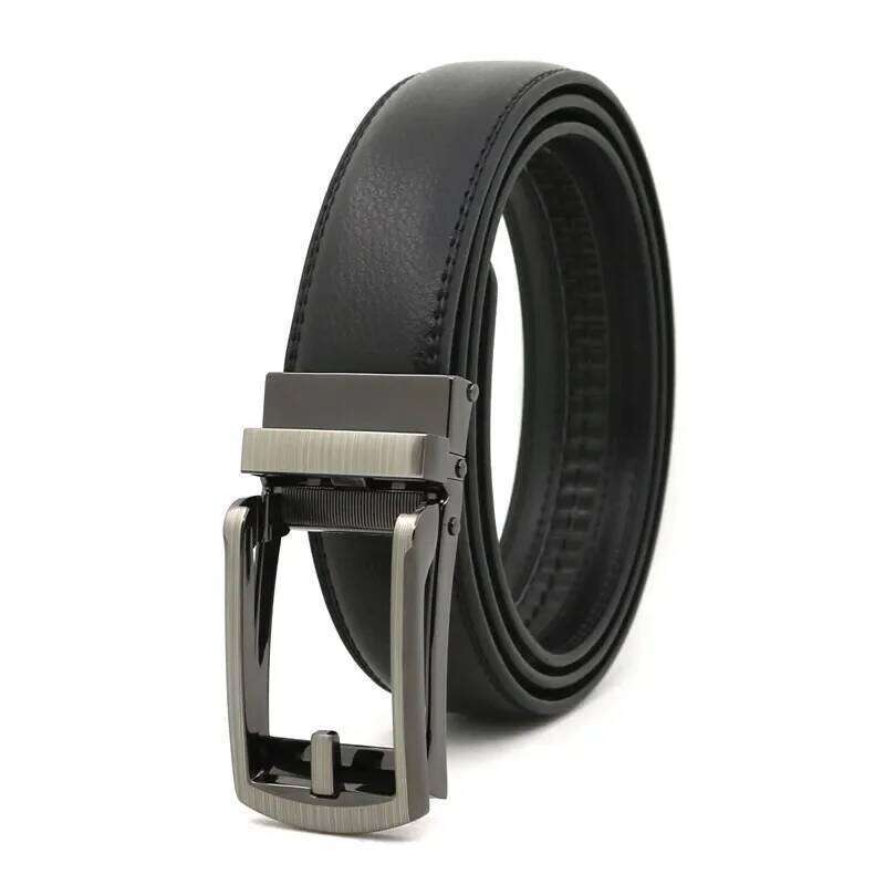 Men's Click Belt automatic buckle 130cm 140cm Comfort Leather Ratchet Dress with Slide Buckle -Adjustable Trim to Fit 120cm Y260225