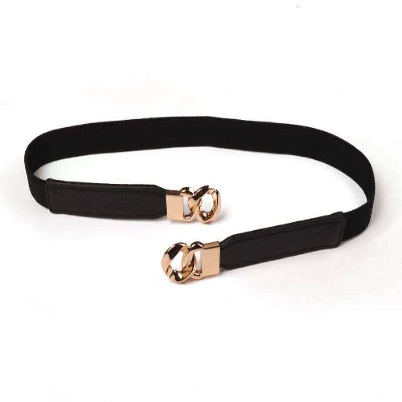 Golden round buckle elastic waistband suitable for matching dresses, shirts, long coats, etc Y260225