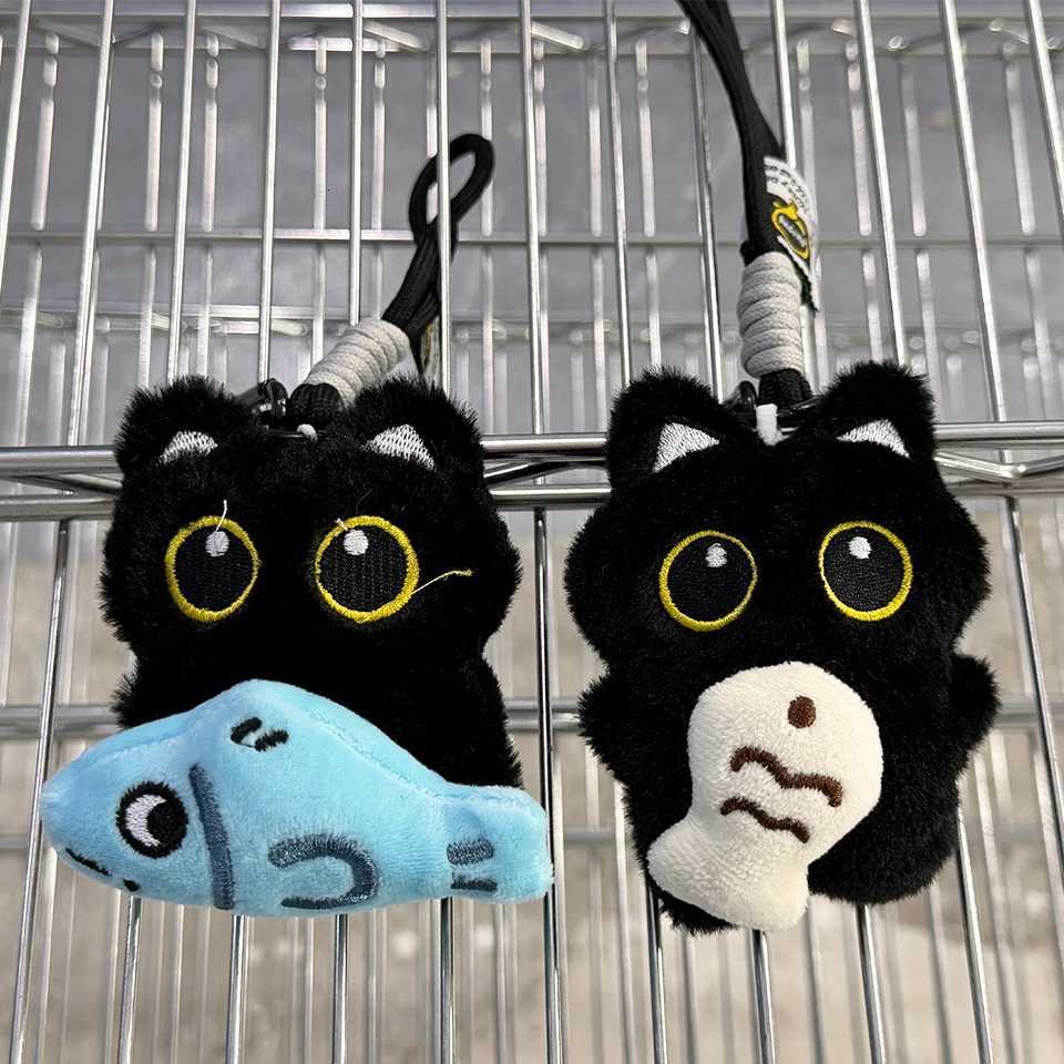 Yupsk 6/1pcs Cute Plush Black Cat Doll Toy Keychain Bag Pendant Charms Kawaii Keyring Accessories For Women Couples Gift H260225
