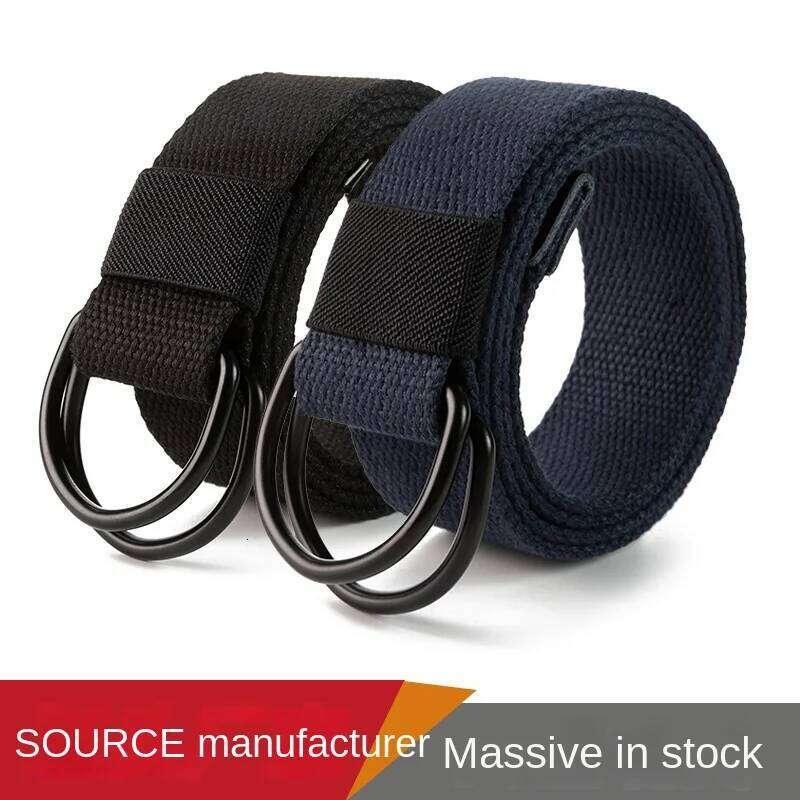Nylon Double Loop Buckle for Men Women's Daily Fashion Canvas Woven with Adjustable and Elongated Tactical Belt Y260225
