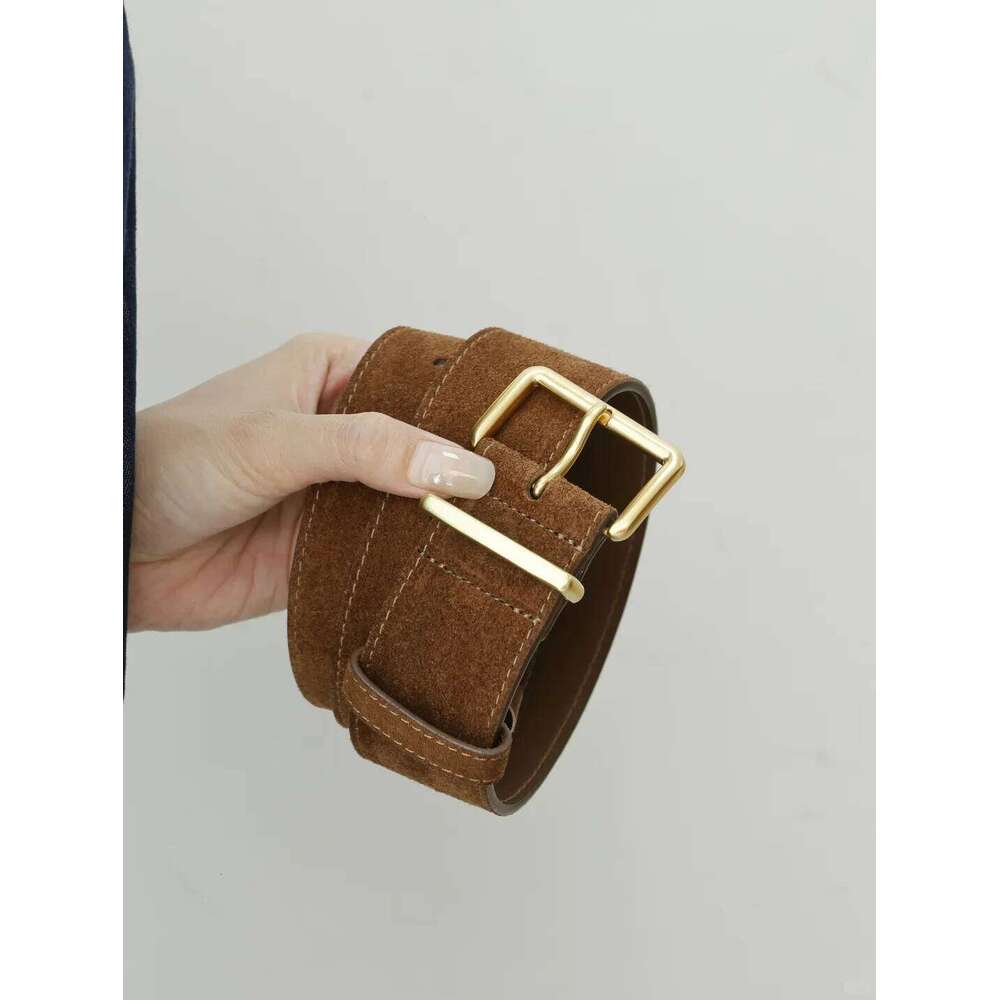 Retro metal buckle for women new design suede leather belts versatile denim jeans coats dress waist belt Y260225