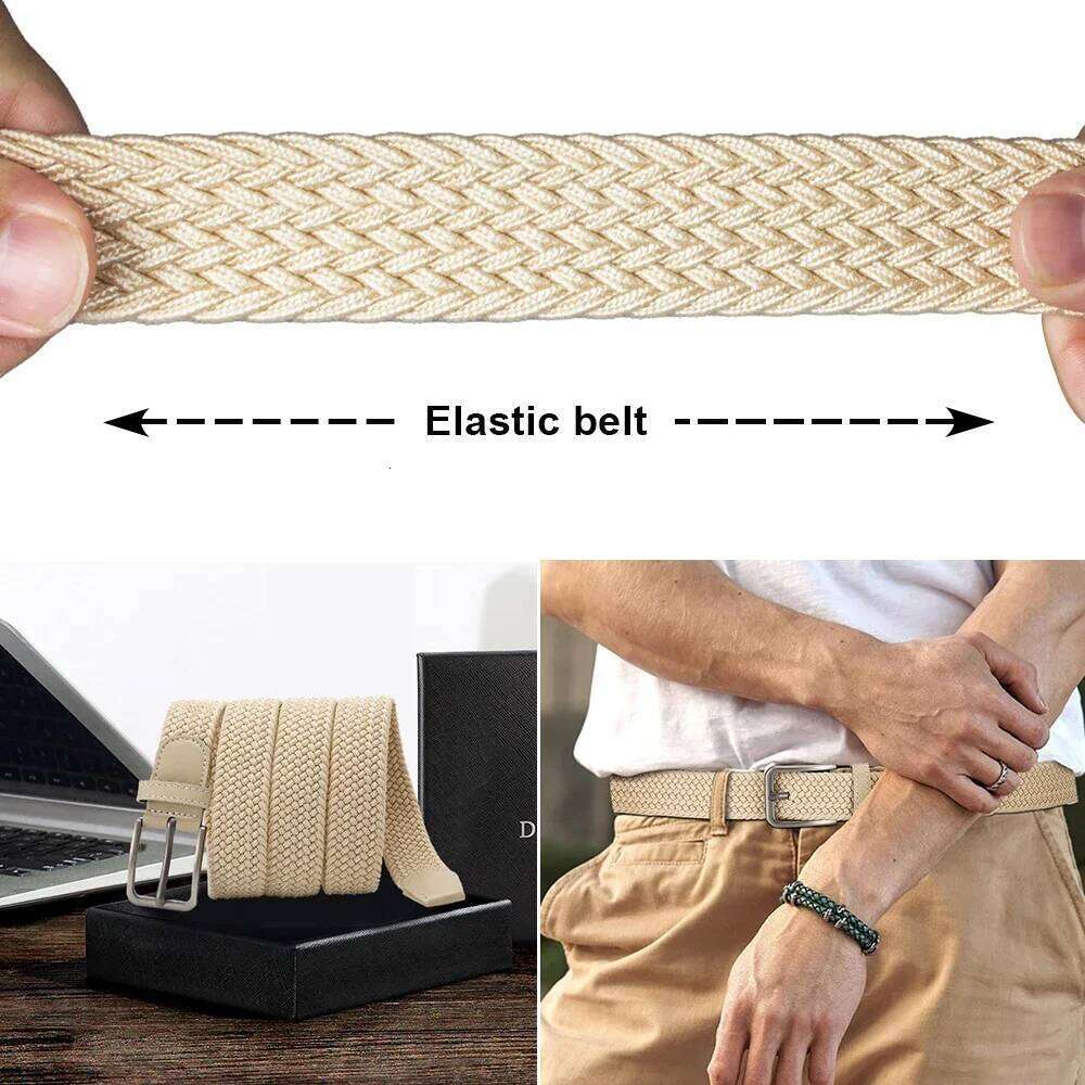 Men's Elastic Belts Unisex Casual Woven for Men Outdoor Rock Climbing Training Work with Jeans Belt of Women 115cm Y260225