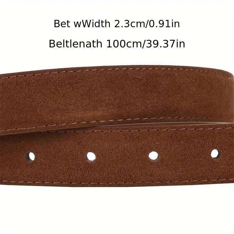 Suede Genuine Leather Belt Women Brown Skinny Waistband Gold Buckle Belts for Casual Jeans and Pants Y260225
