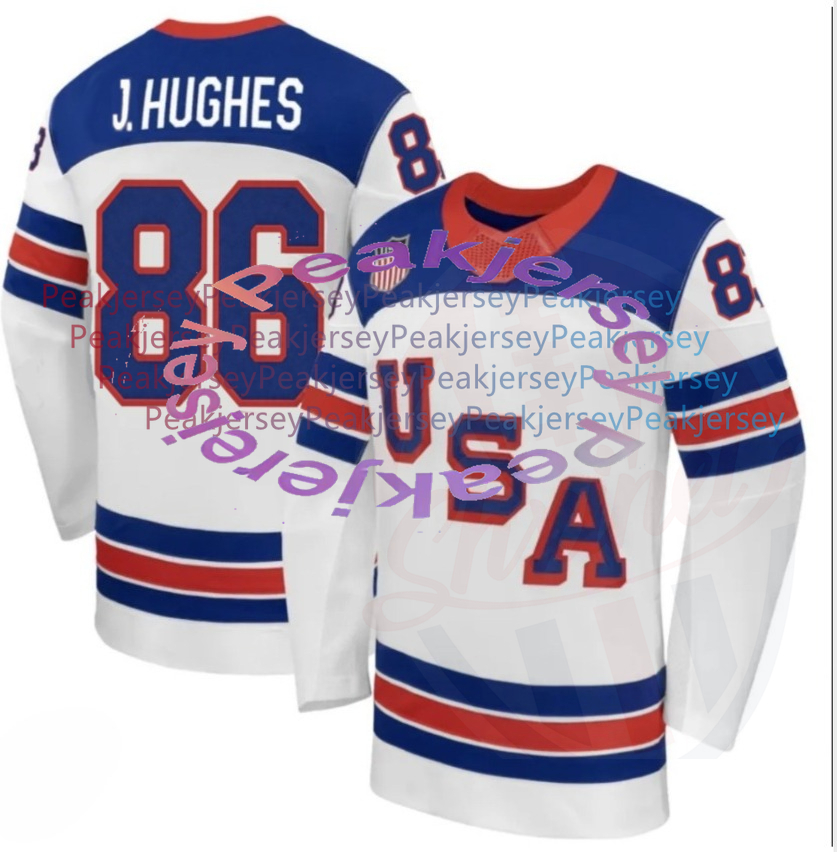 USA Team 2026 Hockey Jeresy Thompson J.Hughes Matthews Werenski Gaudreau Tkachuk Miller Robertson Eichel Guentzel Hellebuyck Custom Double-Reinforced 