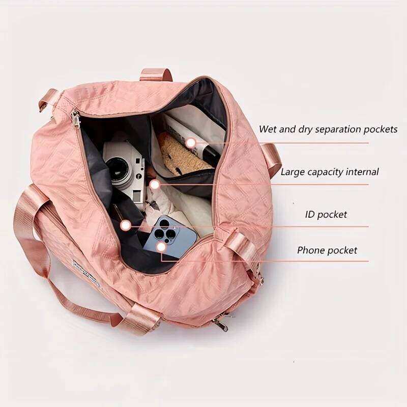 Large Capacity Travel Dufffle for Women Lightweight Argyle Pattern Weekend Overnight Thickened Gym Storage Bag Y260225