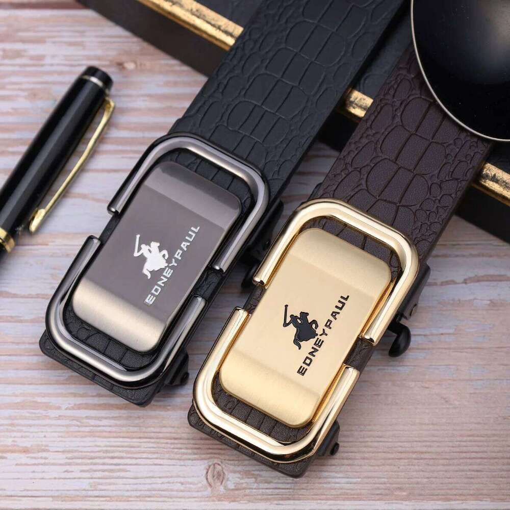 Leather Automatic Buckle Belt Adjustable Formal Casual Dual Use Texture Father's Day Gift for Stylish Men's Wear Y260225