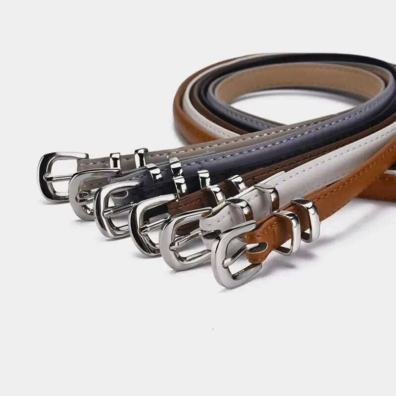 1Strip Stylish and SimplePUBelt Versatile Silver Pin Buckle Women's Belt Luxurious Decoration Student Jeans with Thin Waistband Y260225