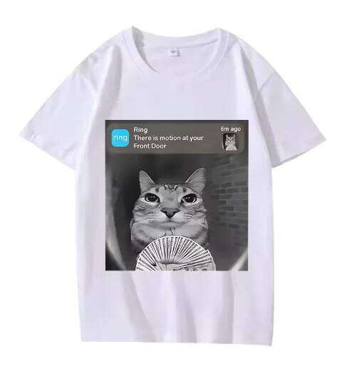 There Is Motion At Your Front Door Funny Silly Cat Meme Men Women Oversized Cotton Short Sleeve Summer Unisex Tops T Shirt C260225