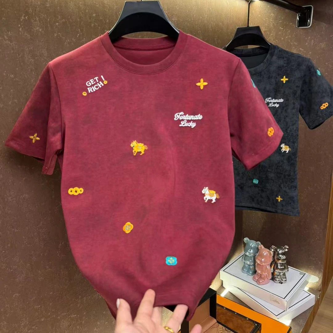 2026 New Designer Men's Short-sleeved T-shirt Short-sleeved Top Fashionable Brand, Light Luxury Style, High-end Texture Simple And Casual Loose-f