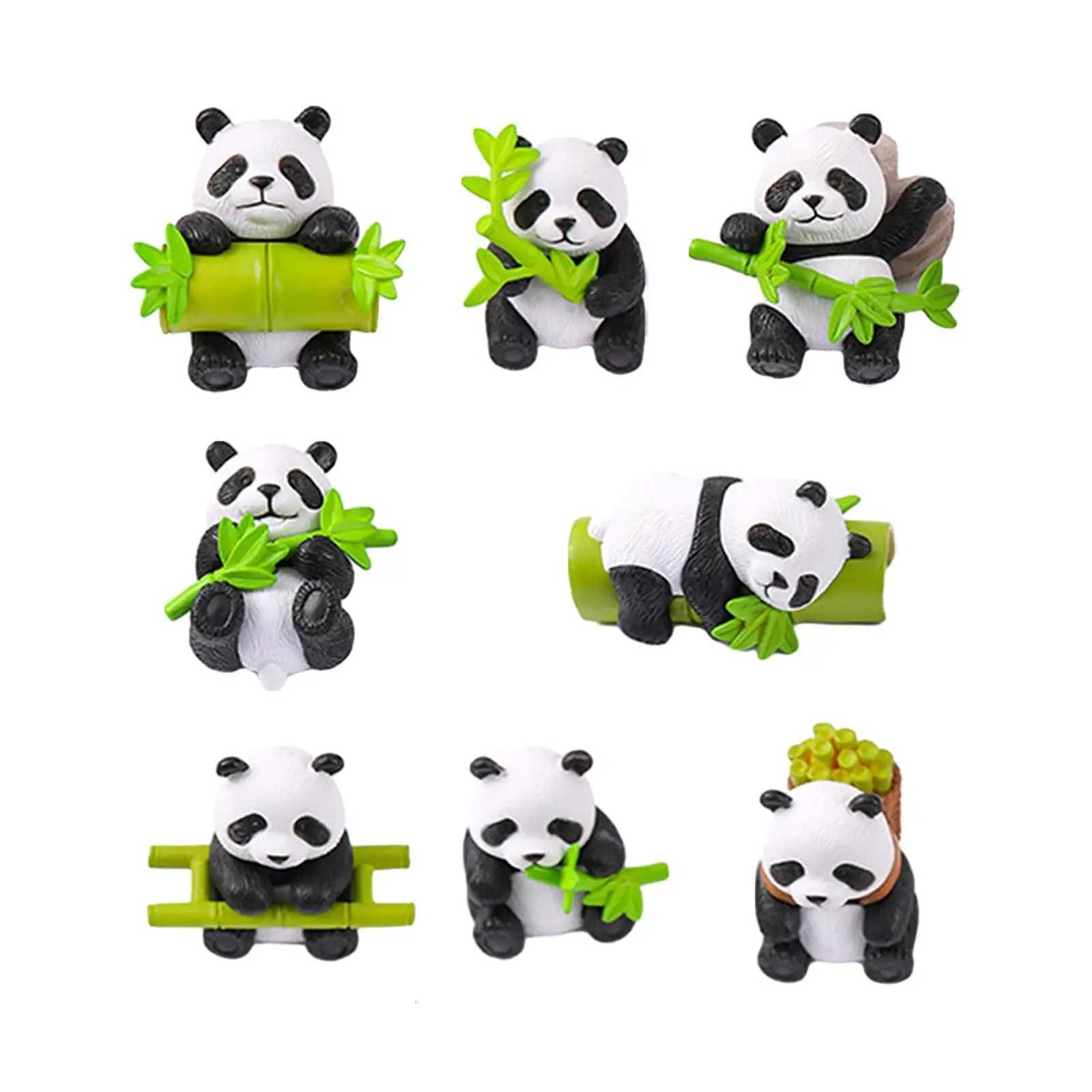 8 Pieces Resin Panda Figurines Craft Decorative Garden Decoration Table Sculpture for Fairy Gardens Accessories Adorable H260225