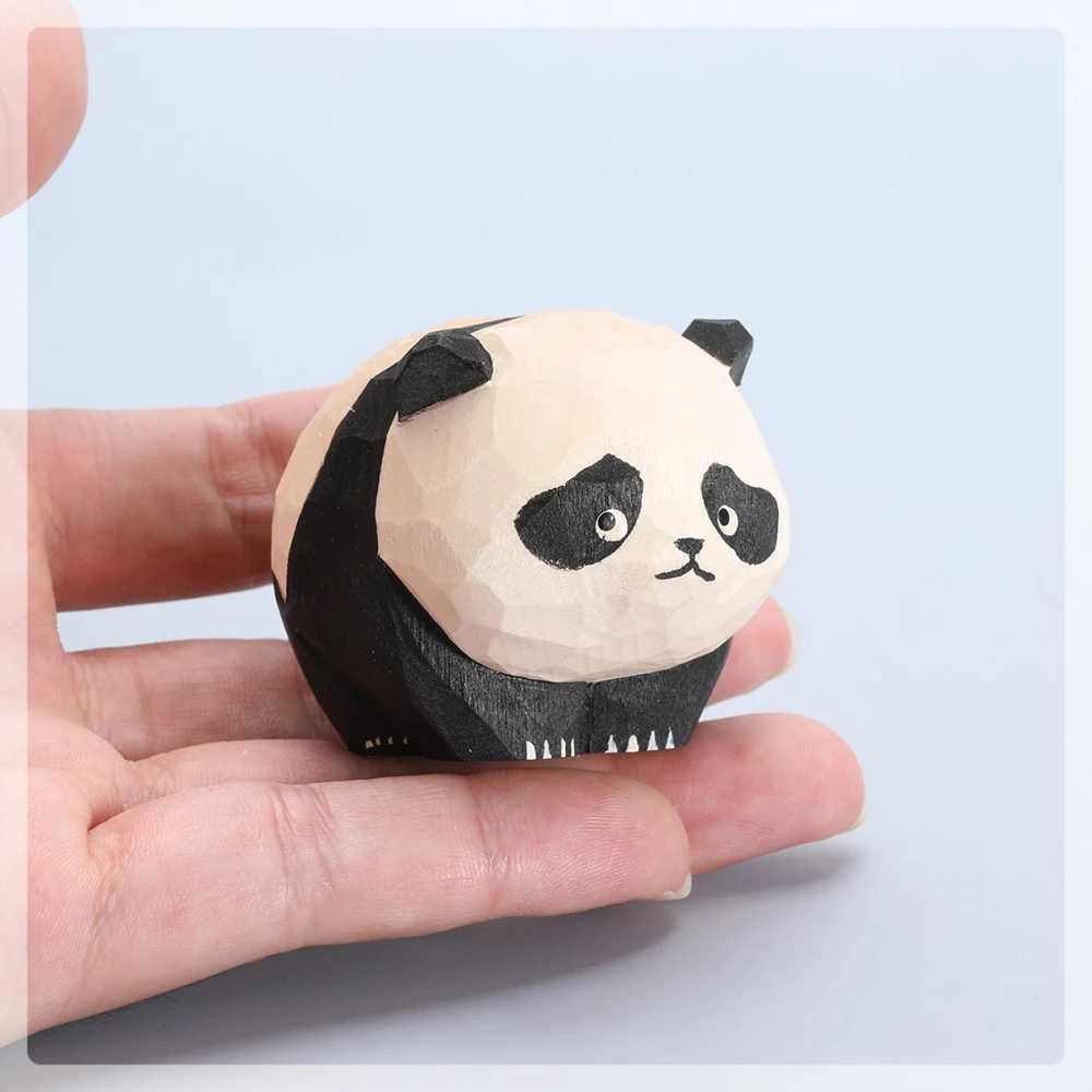 Handcrafted wood carving Panda Statue Christmas Panda for Christmas Ornaments Decor Home Decor New Year Gift Panda Figurine H260225