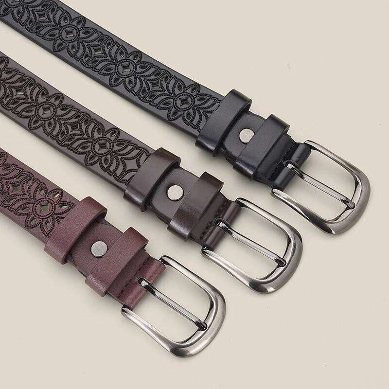 Fashion Retro Hollow Flower Needle Buckle Simple And Versatile Casual Pants Dress Belt Trendy Women's Banquet Gift Y260225