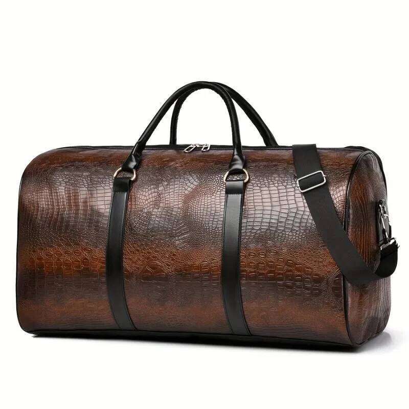 Large Capacity Retro Crocodile-Textured Travel Duffel Bag - Durable Unisex Vacation Luggage, Versatile Gift for Men & Women Y260225