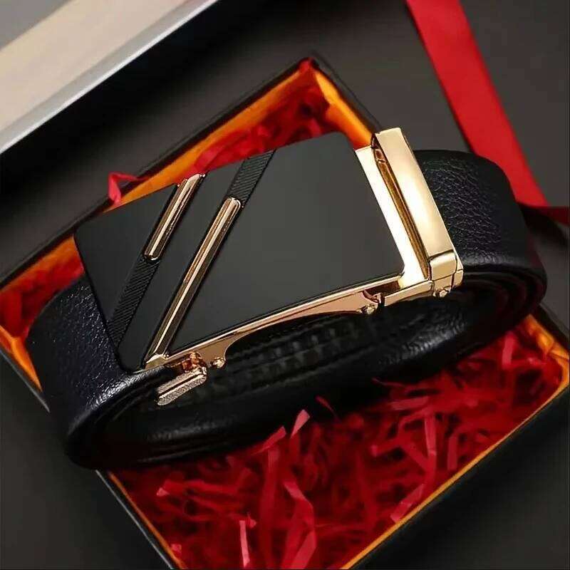 New Fashion Leisure Business Men's Belt Metal Automatic Buckle Brand Luxury Design Waist Belts For Men Strap MaleFor Ideal Gift Y260225
