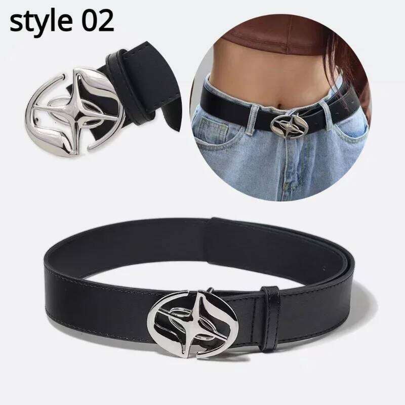 Punk Moon Star Buckle Design Cross Metal Vintage Gothic Men Women Y2k Pu Leather Waistband Jeans Pants Decorative Belt Y260225