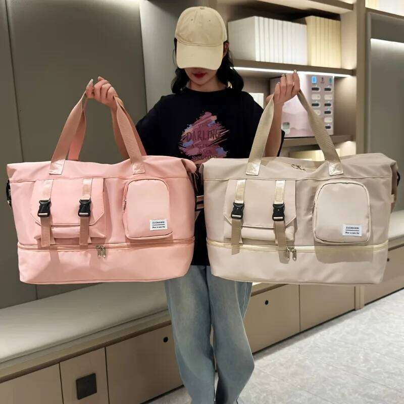 Large Capacity Multi-Functional Travel Duffel & Gym Tote with Multiple Compartments, Durable Nylon Sports Bag Y260225