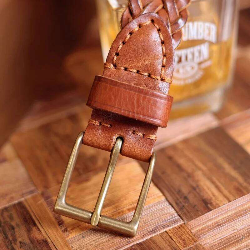 Designer Retro Brass Copper Buckle Hand-woven Vegetable Genuine Leather Casual Versatile Soft Jeans Belt Universal Style Y260225