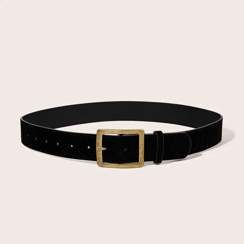 A unisex suede leather casual belt with a square buckle is suitable for daily wear Y260225
