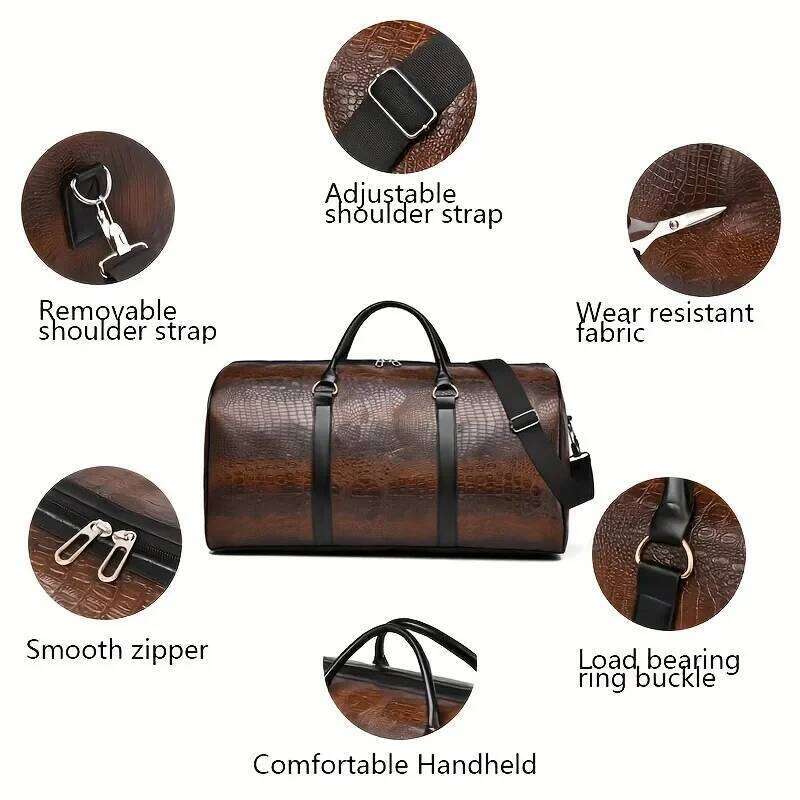 Large Capacity Retro Crocodile-Textured Travel Duffel Bag - Durable Unisex Vacation Luggage, Versatile Gift for Men & Women Y260225