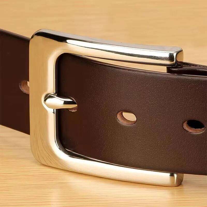 3.8cm Stainless Steel Buckle Anti Allergy Men Strap Genuine Leather Casual High Quality Belt Vintage Original Cowhide Y260225