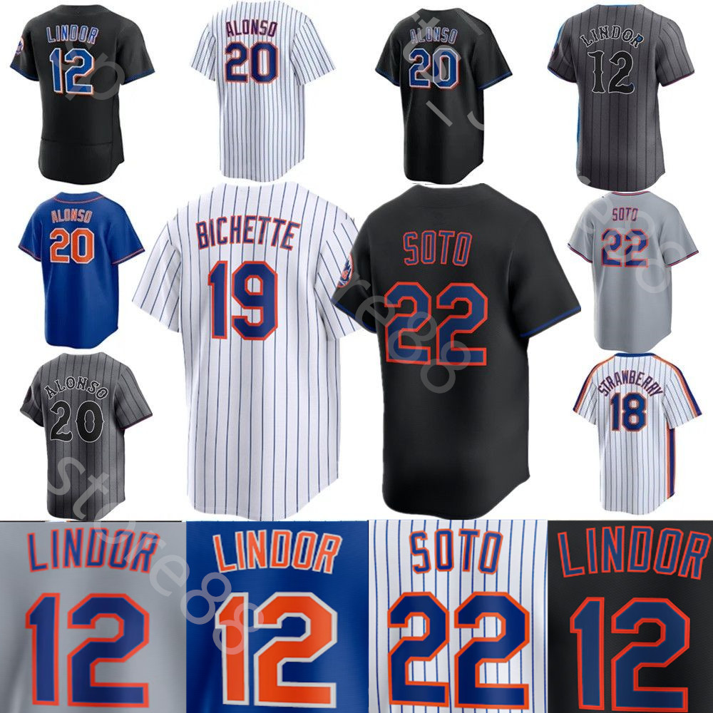Custom S-4XL Top Quality Soto Jerseys Alvarez Lindor Nimmo Piazza McLean Vientos Hernandez Nimmo nY Mets Bichette Man Women Youth Jerseys