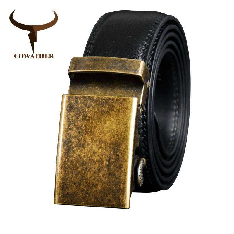 COWATHER Cow Genuine Leather for Cowhide Belt Men Metal Automatic Buckle Strap Top Quality Male Waistband CZ125 Y260225