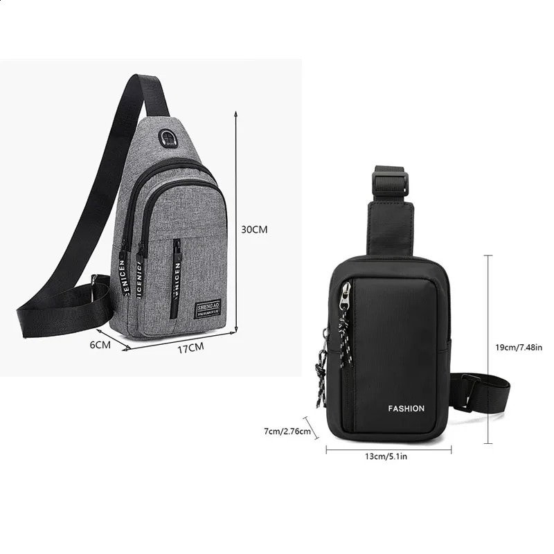 Travel Mens Handbags USB Chest Bag Messenger Crossbody Bags Water-Proof Shoulder Bag Diagonal Package Sports Back Pack 260305