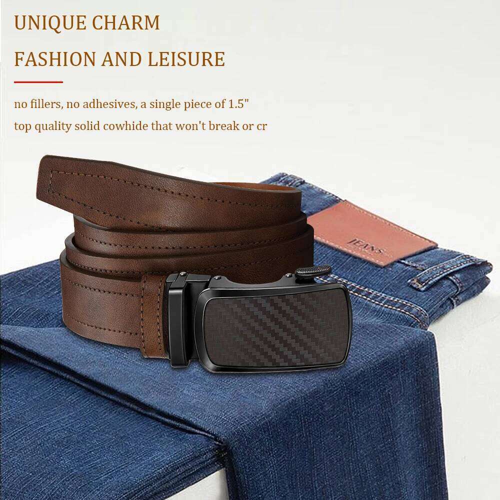 belt men High Quality PU Leather Belts, Automatic Buckle Belt, Adjustable No Hole Jeans Belt for Men Y260225