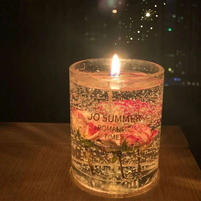Real Flower Jelly Candle Bedroom Essential Oil Scented DIY Crystal Cup Wax with Hand Gift Fragrance H260225