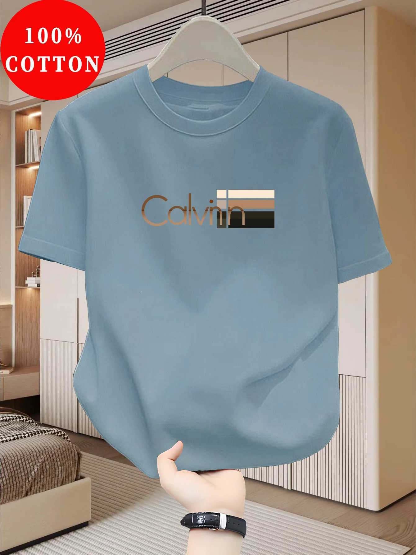 T-Shirt, 100% Combed Cotton with Gradient Color Block Logo, Classic Crew Neck Casual Tee for Smart & Daily WearT260225