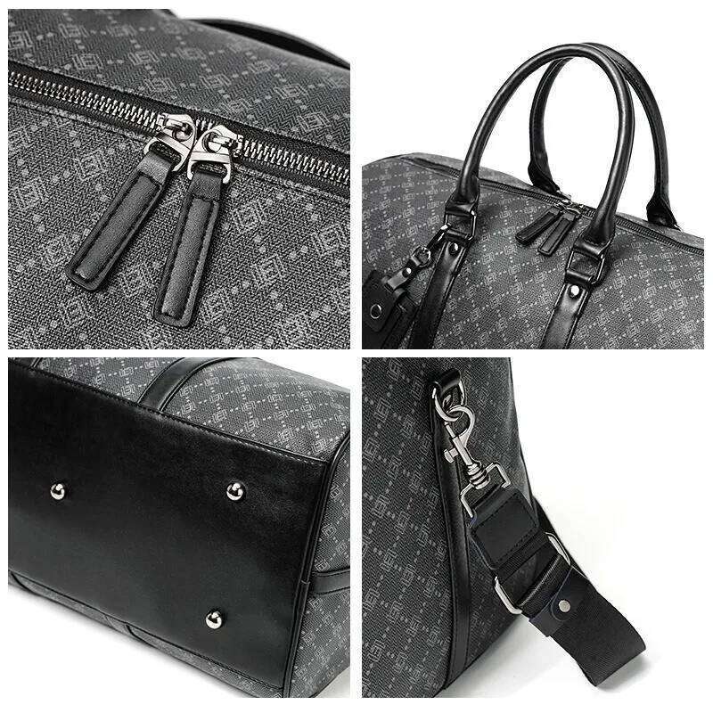 New Fashion Handbags Travel Totes Plaid Printed Business Trip Handbag For Men Large Capacity Crossbody Duffel Bags Y260225
