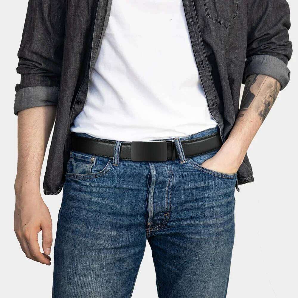 Mens Automatic Genuine Leather Top Quality Cow Strap Adjustable Belts Jeans Belt for Men Gifts 115 125 130cm Y260225