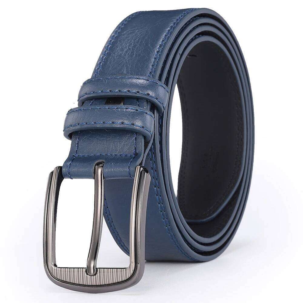 Men's cowhide pin buckle fashionable versatile pure leather pinhole belt new multi-colour red blue black brown yellow Y260225
