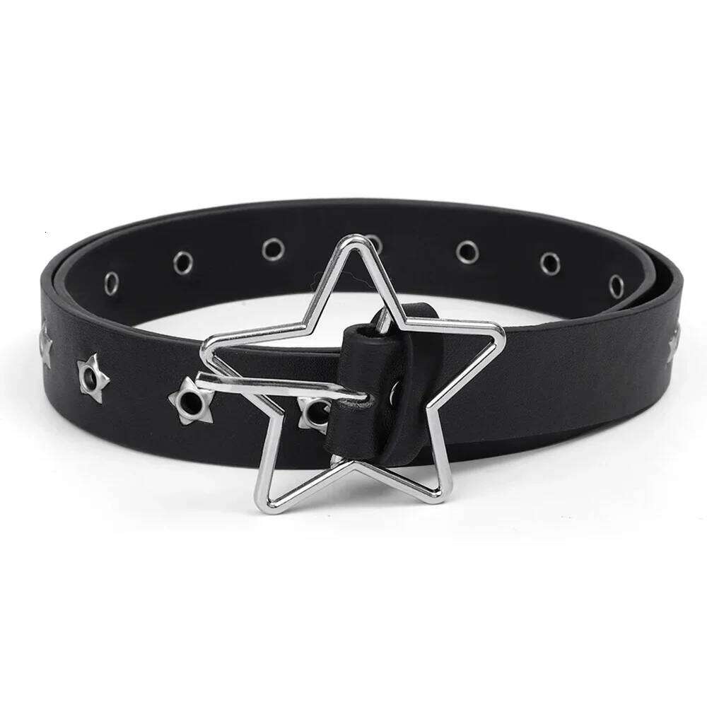 Star Eye Rivet Goth Double Pin Buckle Man/woman Fashion Casual Punk Style Pu Leather Waistband for Jeans Y2K Belt Y260225