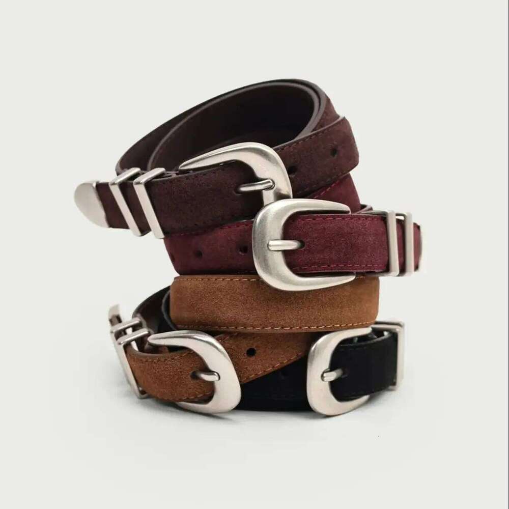 Western Women Suede Leather Waist Pants Work Jeans Skirt Ladies Adjustable Teen Dress Buckle Belt Y260225