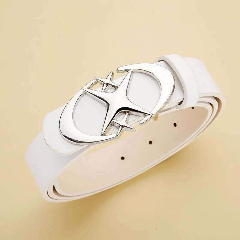 New trend design double crescent cross star buckle PU with jeans skirt fashion versatile belt Y260225