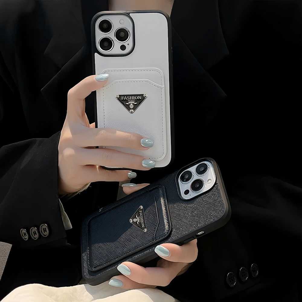 Triangle Decor Faux Leather Phone Case with Card Slot Slim Shockproof Protective CoverT260225