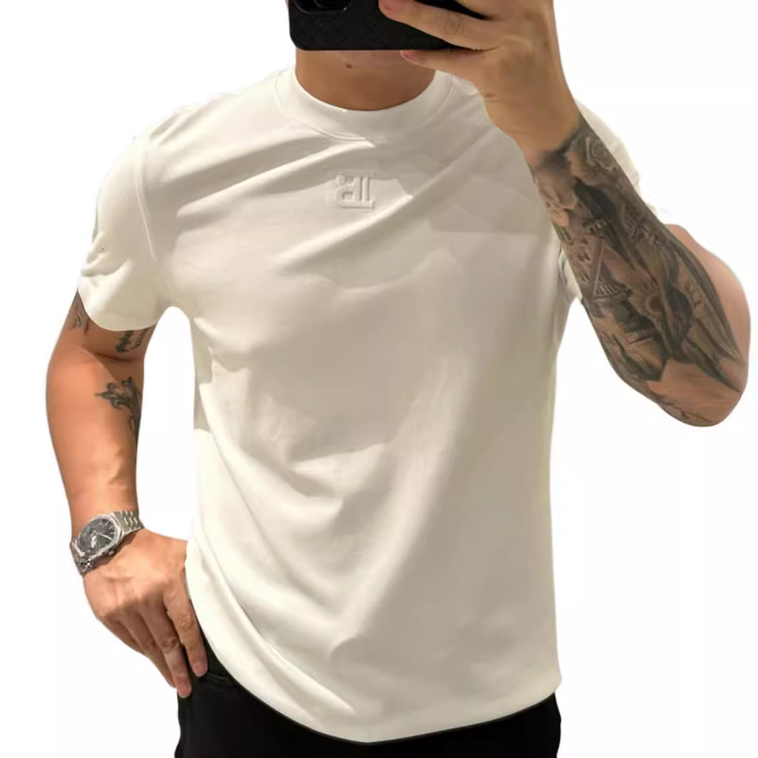 2026 New Design High-quality Embroidery Craft Anti-wrinkle Solid Color Short-sleeved Men's Slim Fit Luxury Basic Shirt Fashion Trend Top