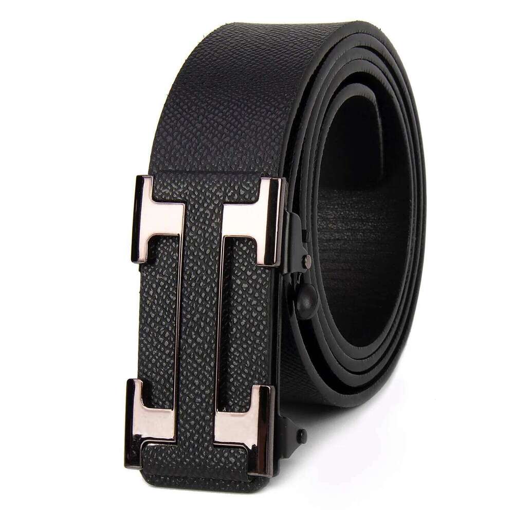 Famous-Style Men's Business Belt - Premium Durable Leather, Dark-Colored Metal Buckle, Luxurious Gift for Gifting Occasions Y260225
