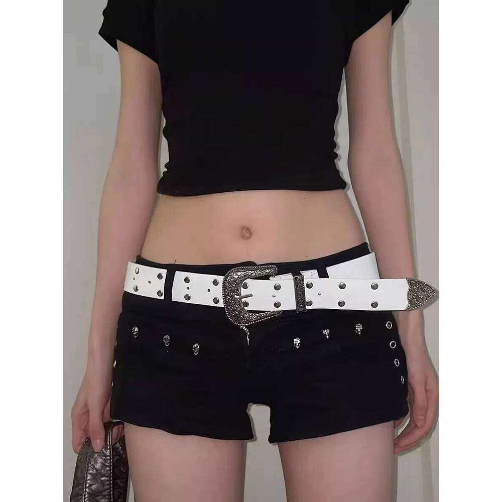 1PC New Black Retro Rivet Women's Fashion Personality High-End with Jeans Trend Style Women Belt Y260225