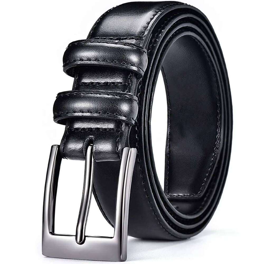 Belt, leather, casual pants, men's cowhide, simple denim, middle-aged belt, young people, retro needle buckl Y260225