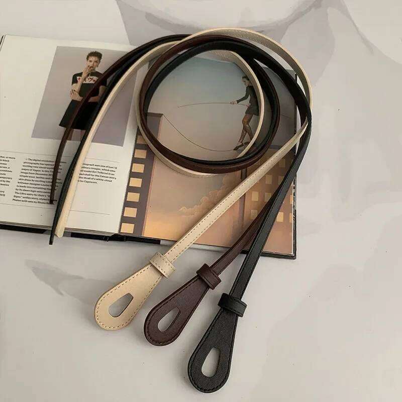 Thin Knot Belts for Women Lady Waistband Soft PU Leather Belt Black Coffee Straps Wild Long Dress Coat Accessories Luxury Y260225