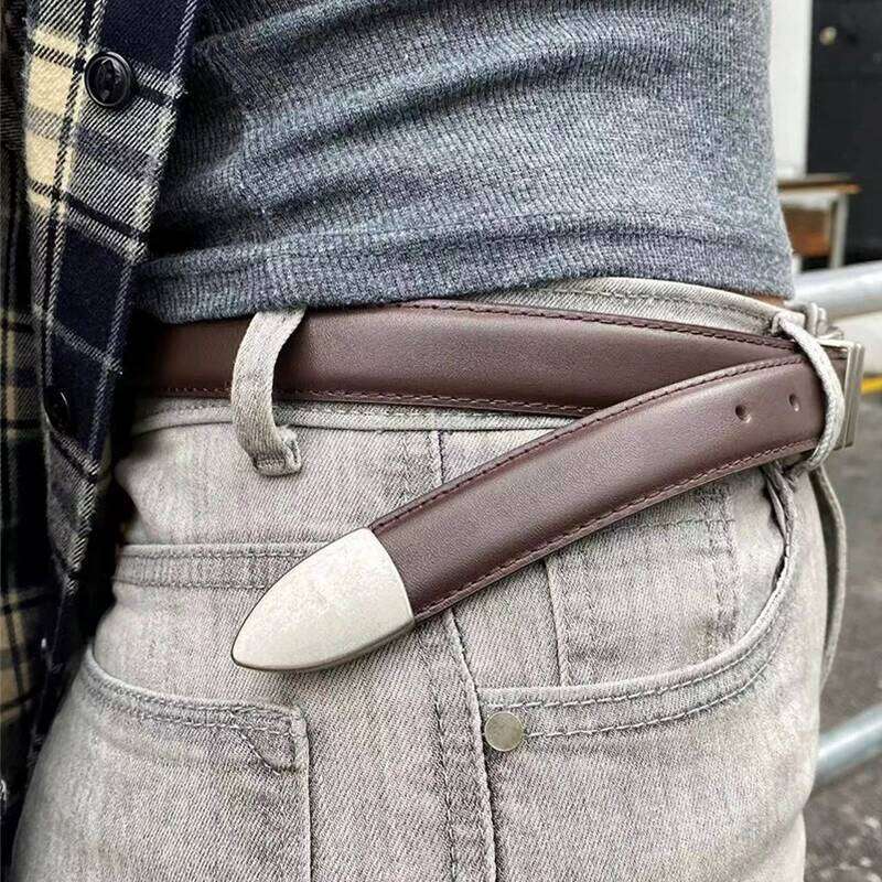 Unisex Vintage Genuine Leather Cowskin Waistband Black with Silver Buckle Men and Women Fashion Belt for Jeans Pants Y260225