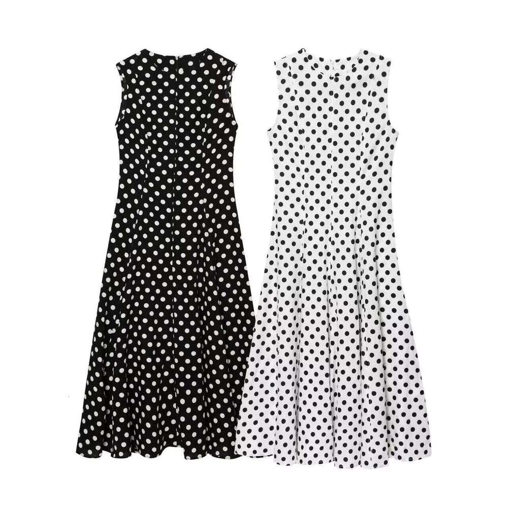 2025 Summer New Arrivals Women's Wear Temperament Elegant Polka Dot Round Neck Sleeveless Dress XJ260225