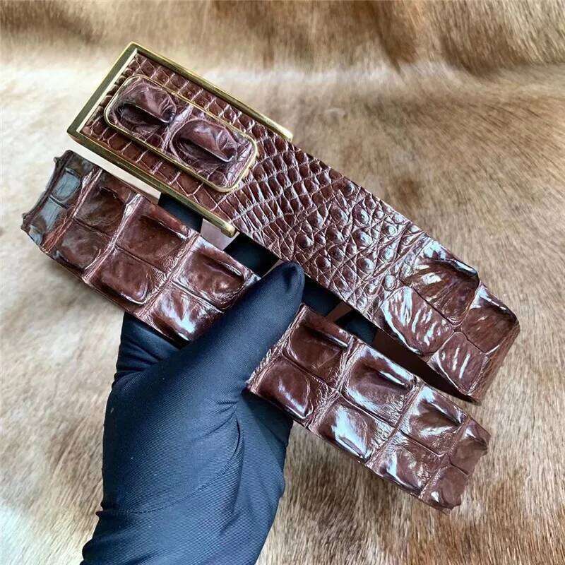 Fashion Stylish Authentic Crocodile Skin Smooth Buckle Men Belt For Suits Genuine Real Alligator Leather Male Waist Strap Y260225