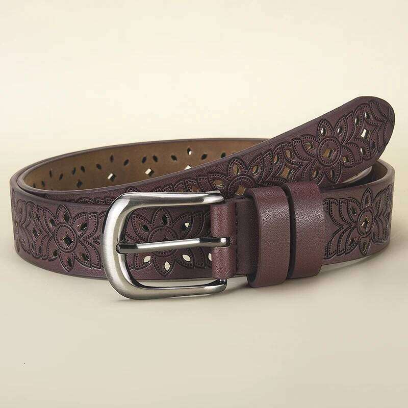 Fashion Retro Hollow Flower Needle Buckle Simple And Versatile Casual Pants Dress Belt Trendy Women's Banquet Gift Y260225