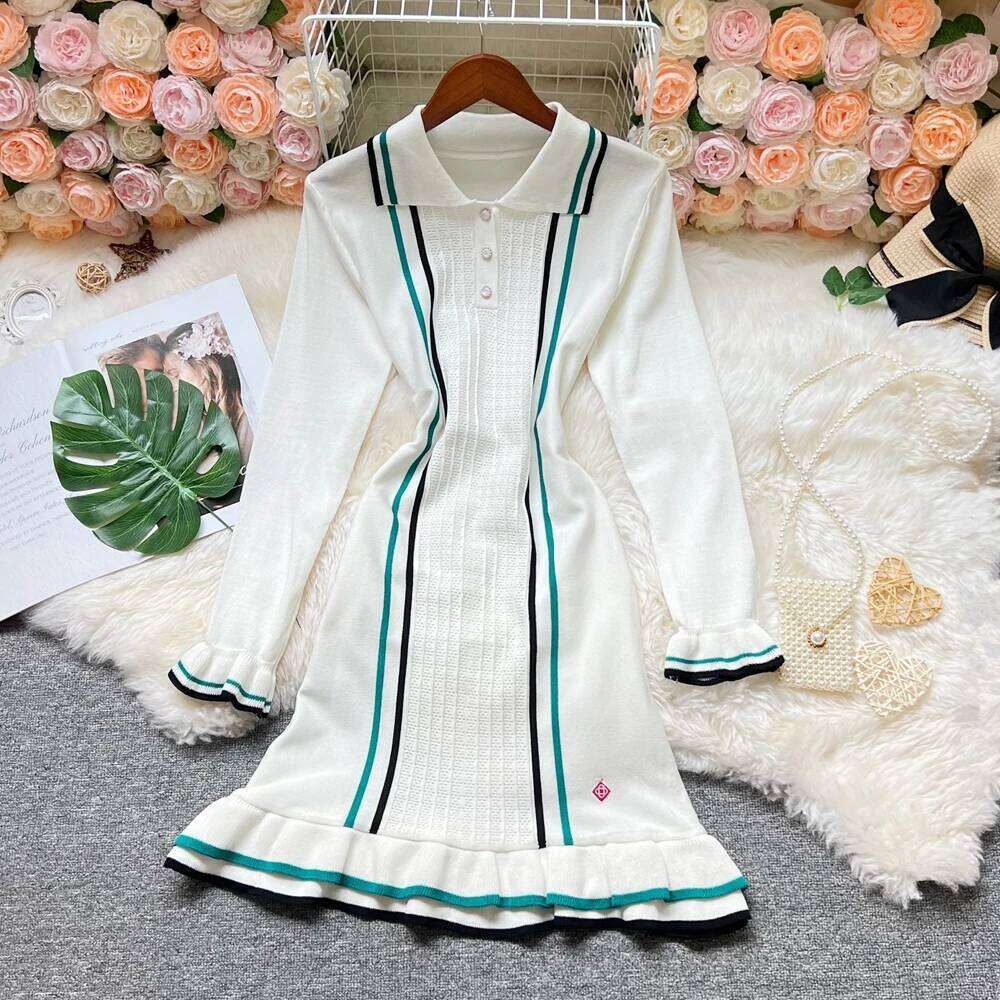 YuooMuoo Brand Fashion Women Knitted Mini Ins Hot Sexy Package Hips Ruffled Party Dress Streetwear Lady Outfits Vestidos XJ260225
