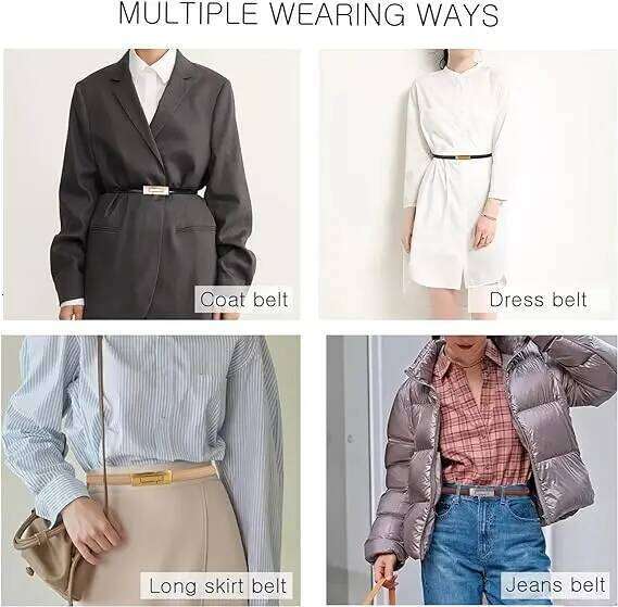 Women Skinny Patent Genuine Leather Slim Adjustable Alloy Buckle Waist Belt for Dress Y260225